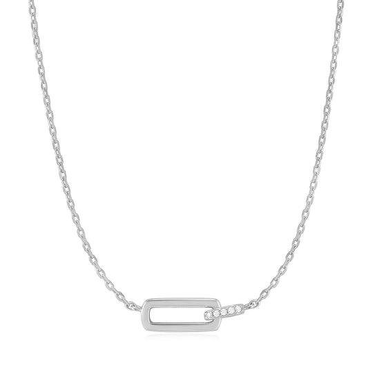 silver glam interlock necklace