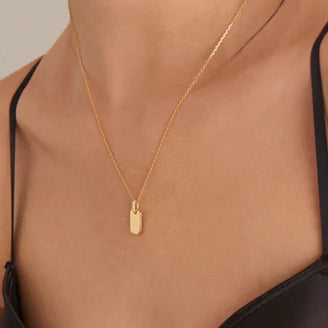 gold glam tag pendant necklace