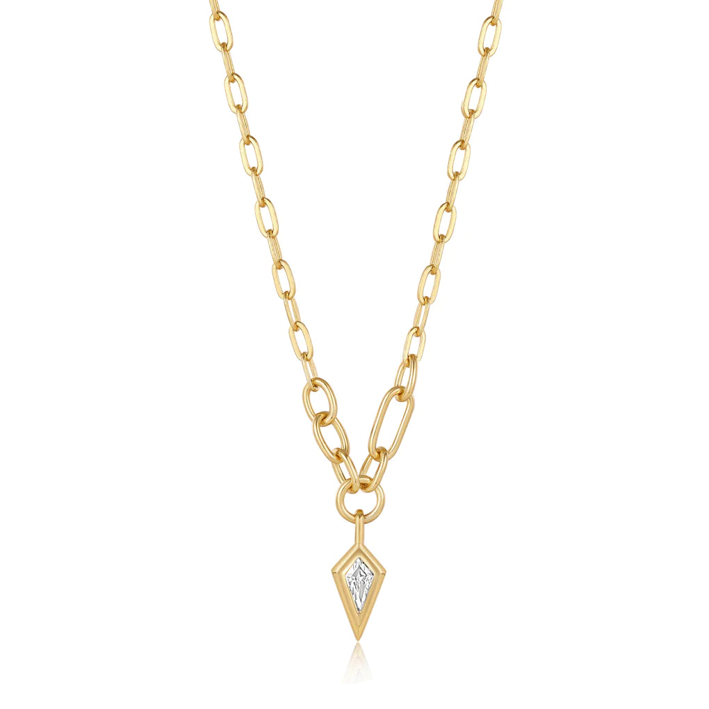 gold sparkle drop pendant chunky chain