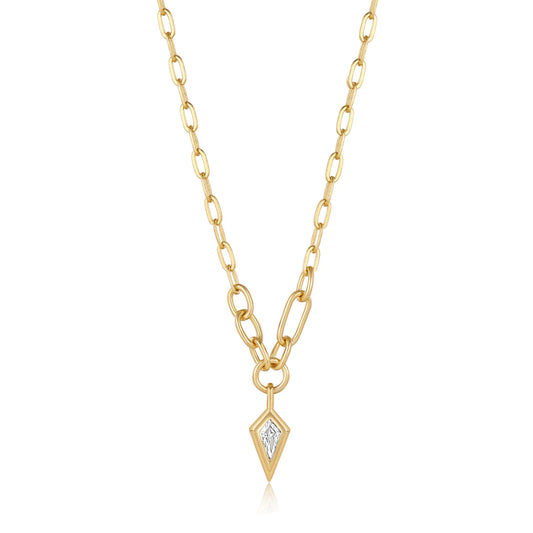 gold sparkle drop pendant chunky chain