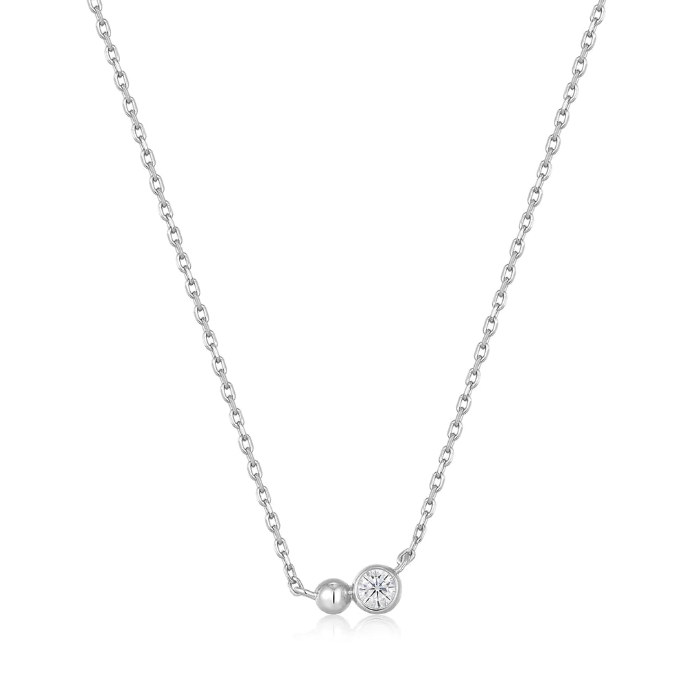 silver orb sparkle pendant necklace