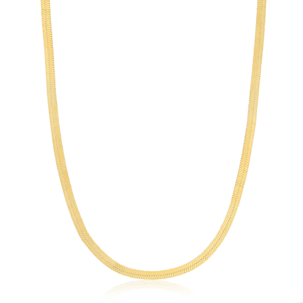 gold flat snake chain necklace