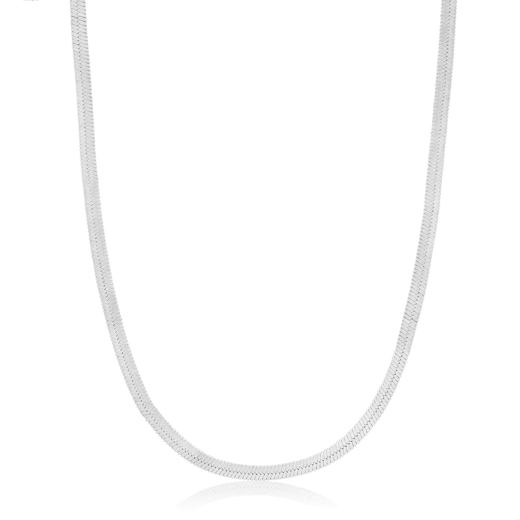 silver flat snake chain necklace
