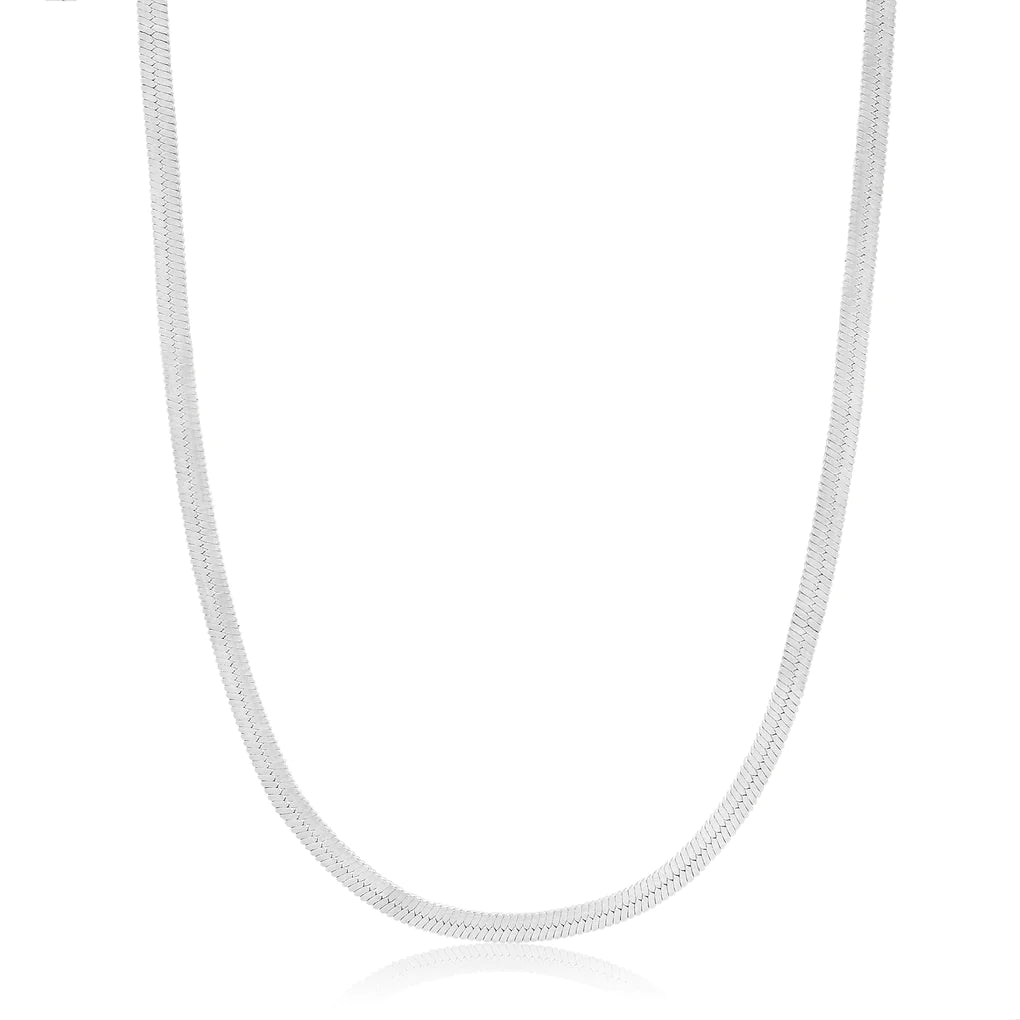 silver flat snake chain necklace