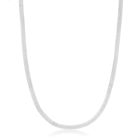 silver flat snake chain necklace