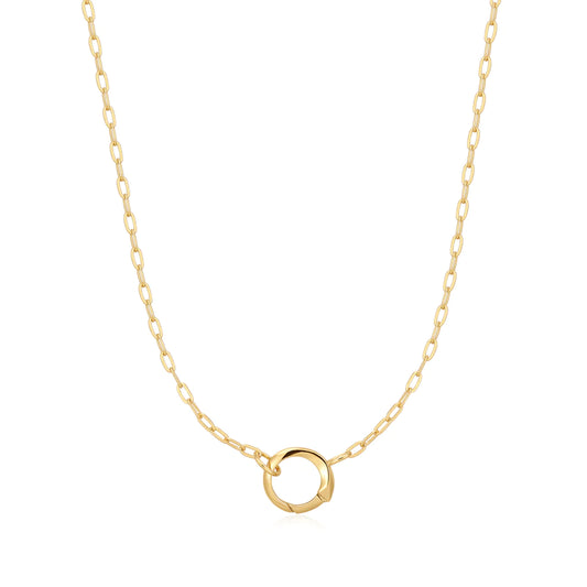 gold mini link charm chain connector necklace