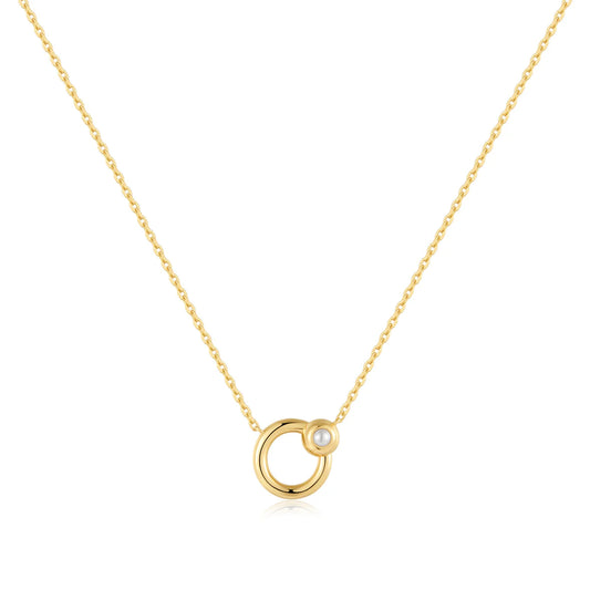 gold fresh water hoop necklace