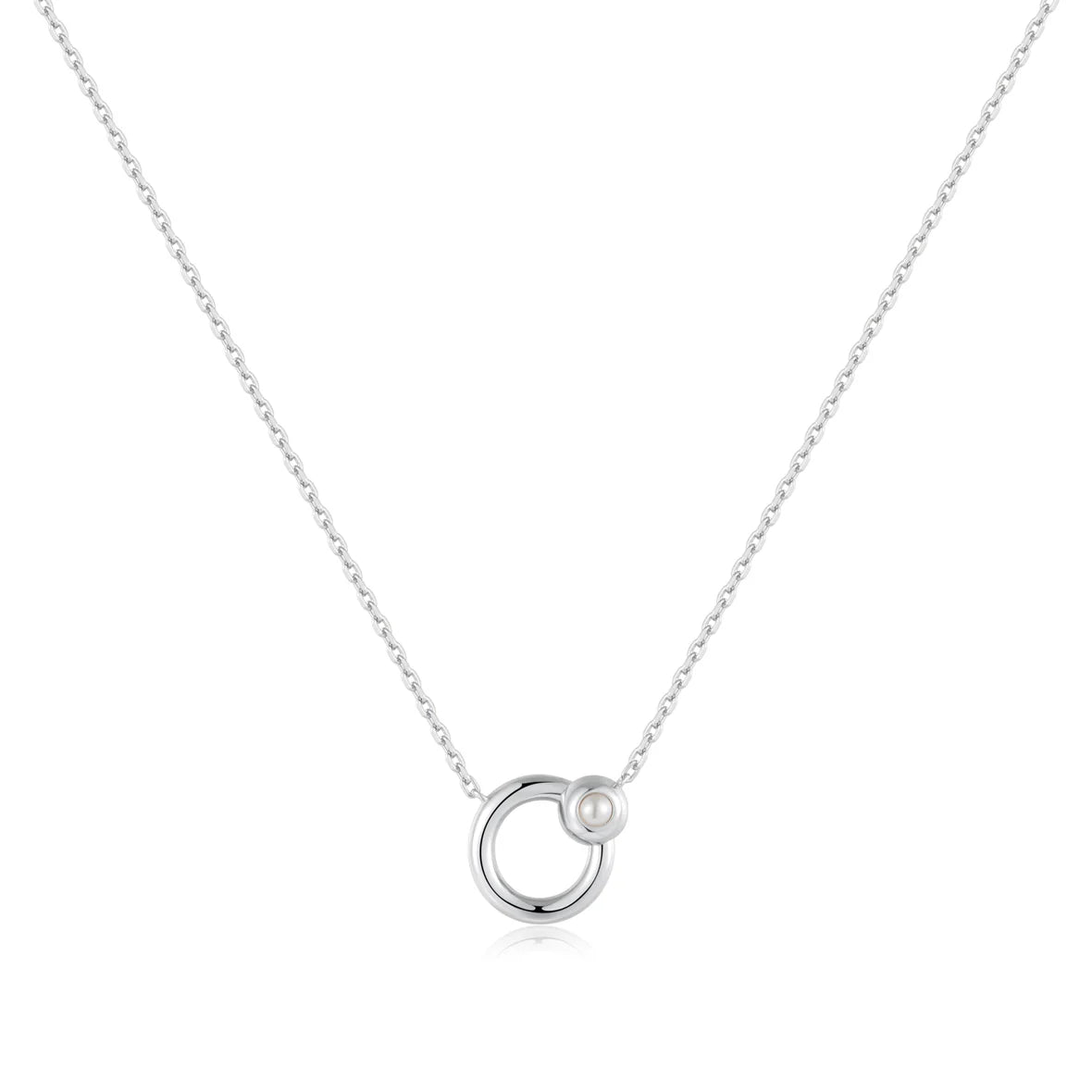 silver freshwater pearl hoop necklace