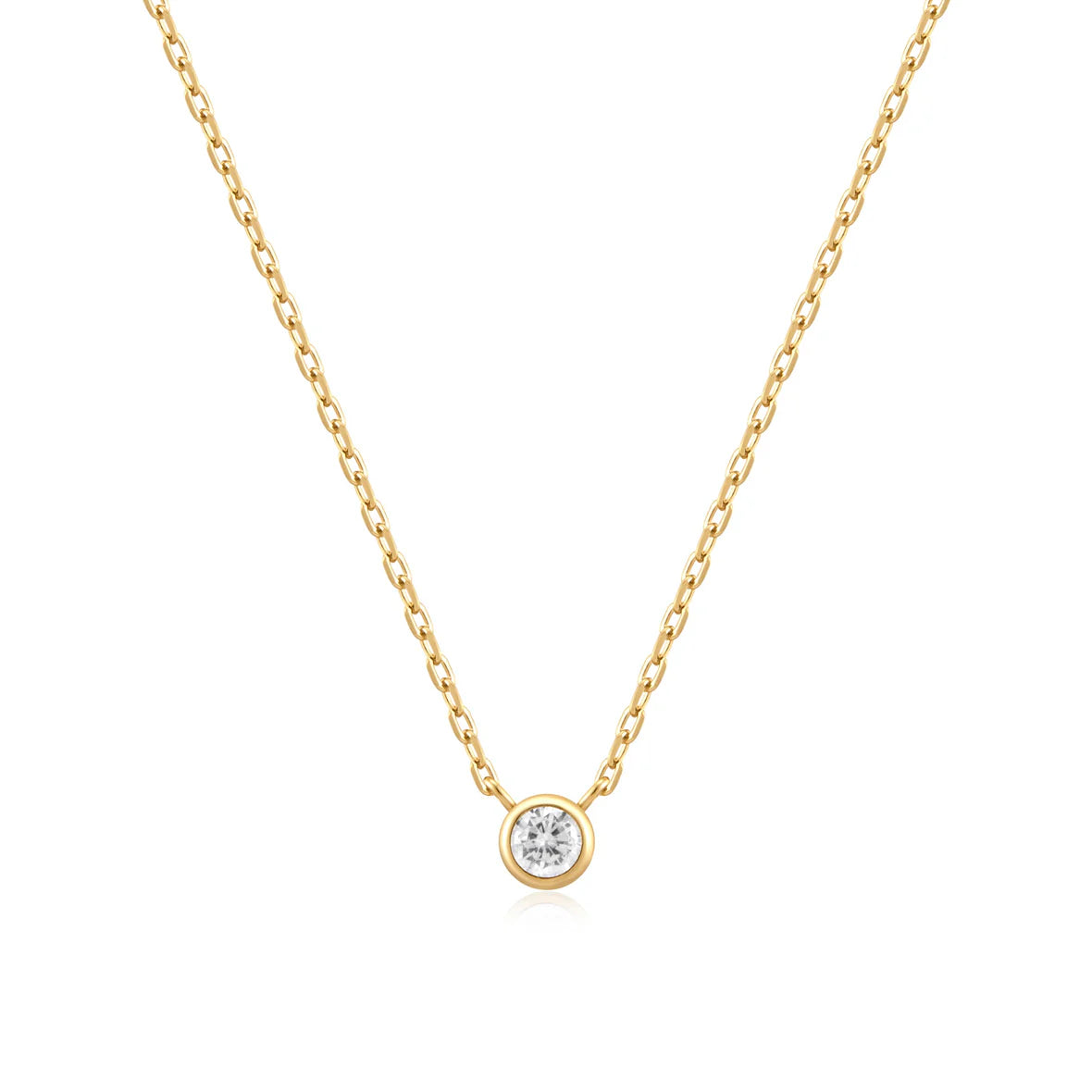 gold round solitaire necklace