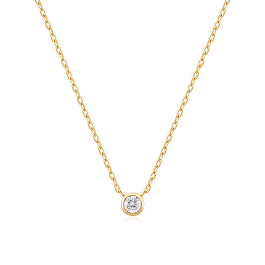 gold round solitaire necklace