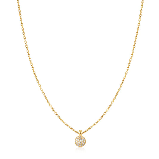 gold sphere pave necklace