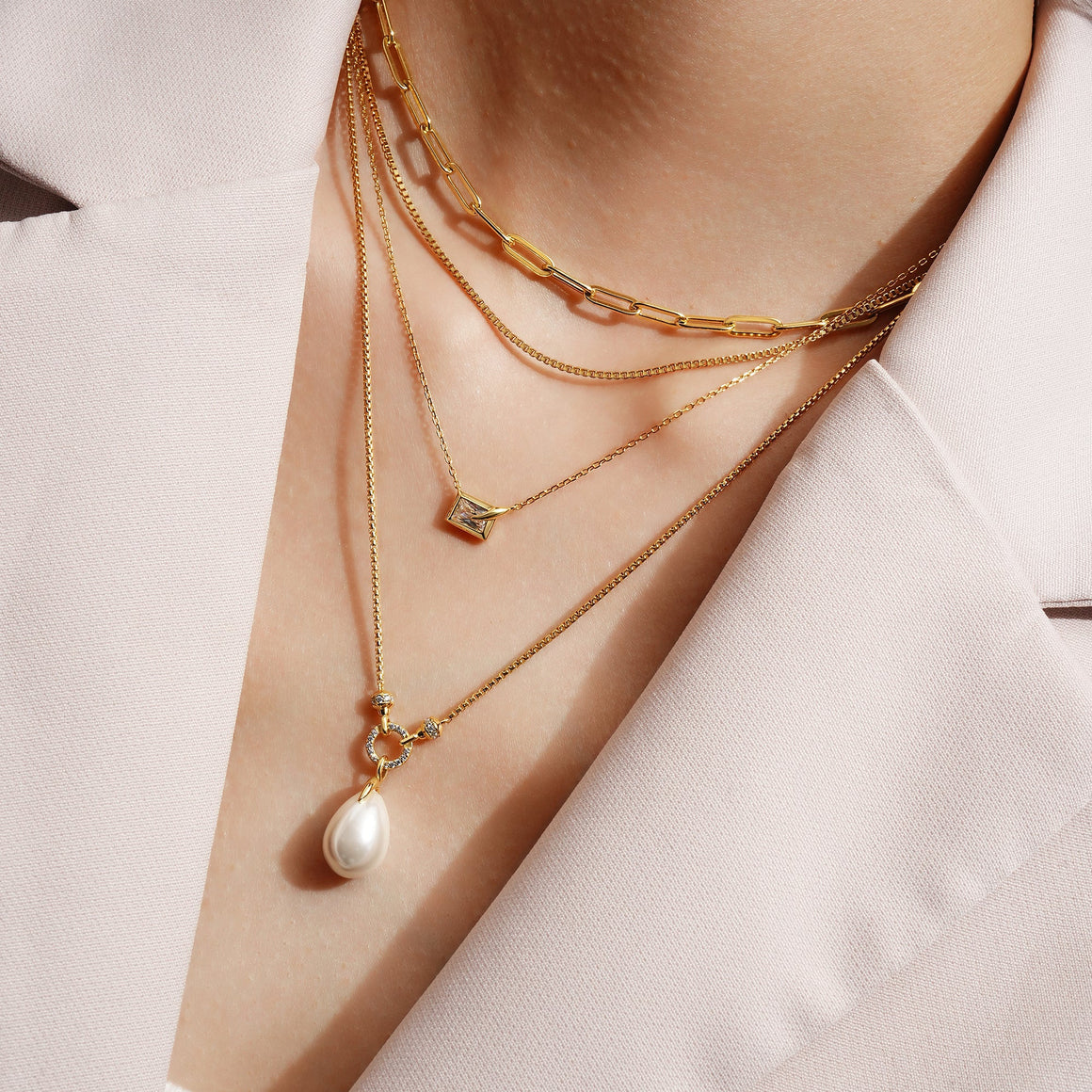 Gold Bezel Cube Necklace