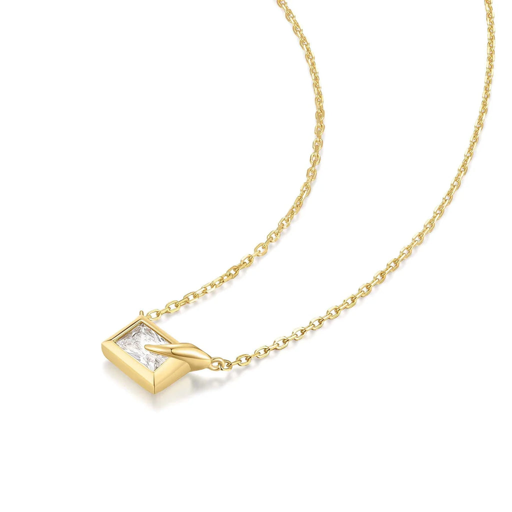 Gold Bezel Cube Necklace