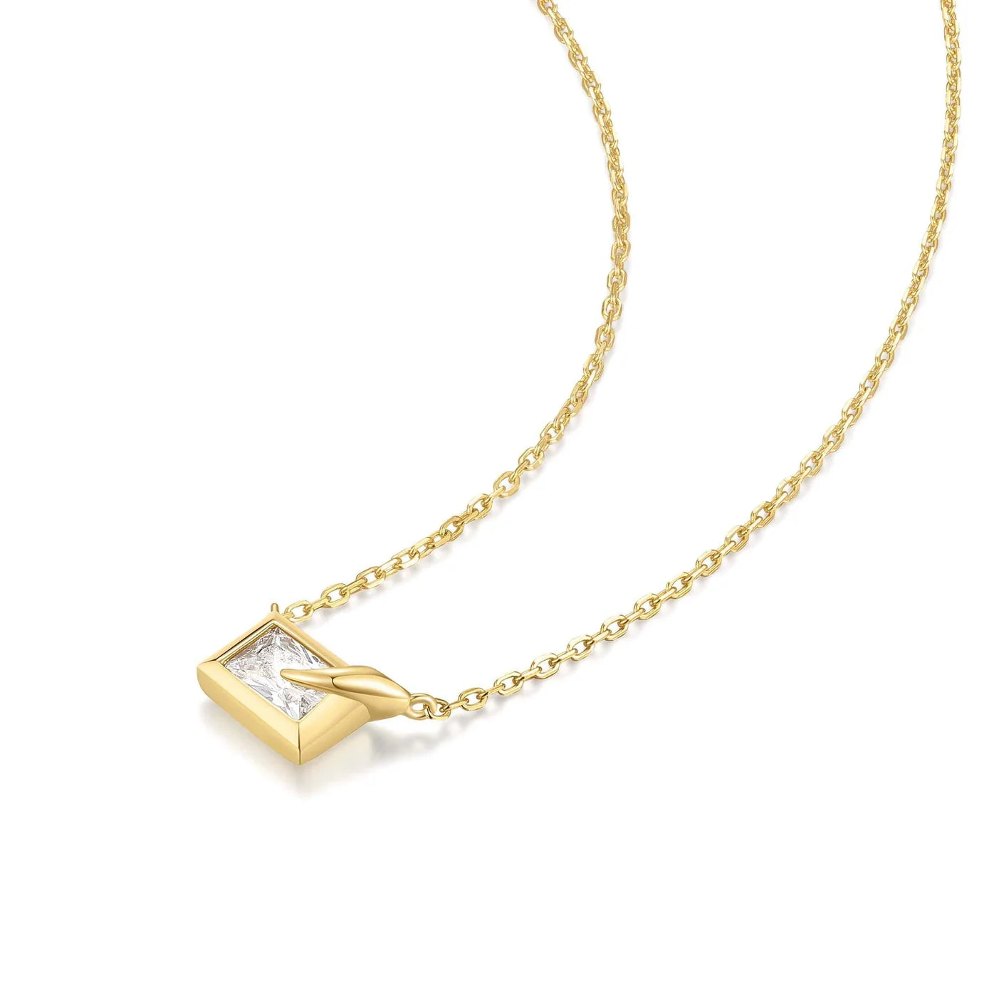 Gold Bezel Cube Necklace