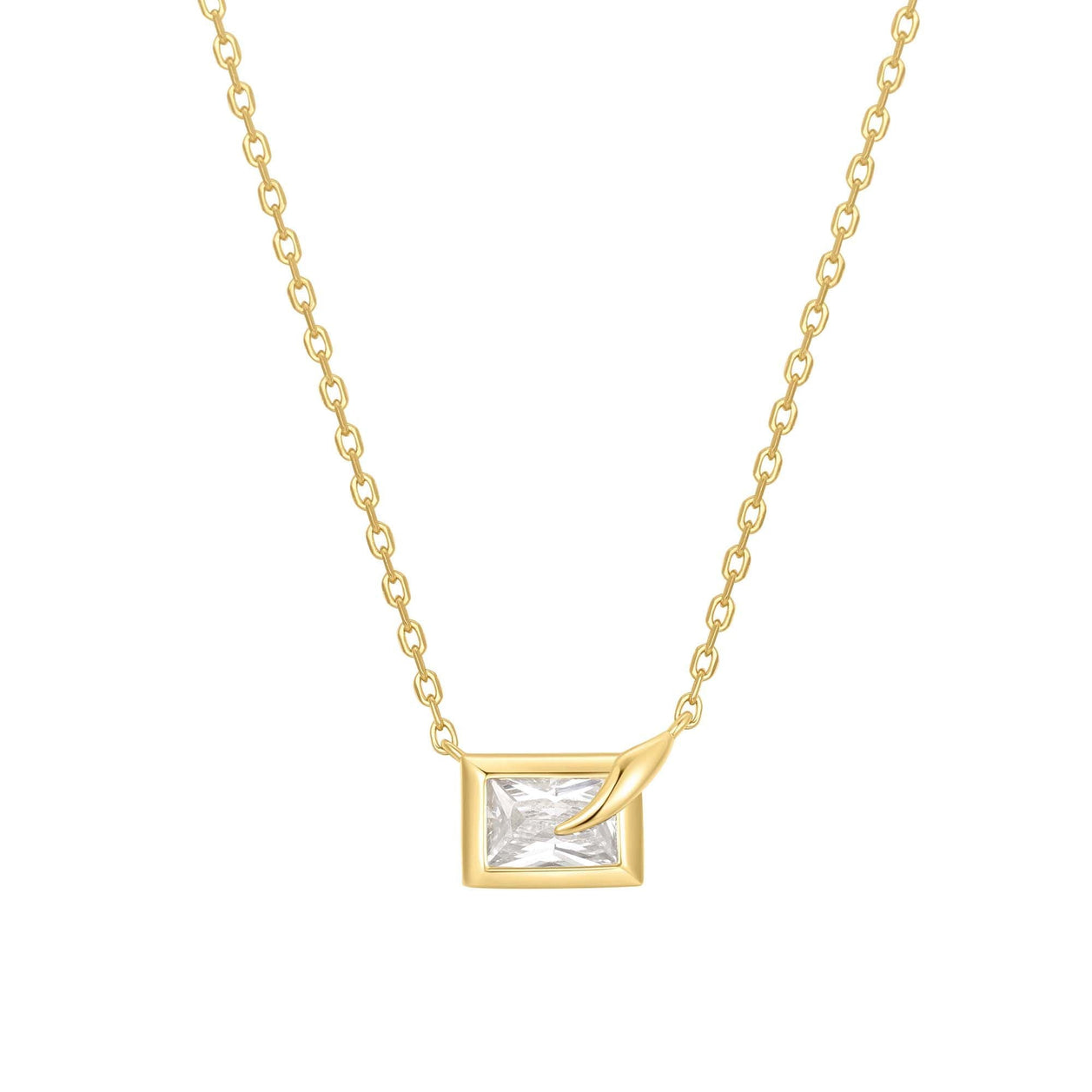 Gold Bezel Cube Necklace