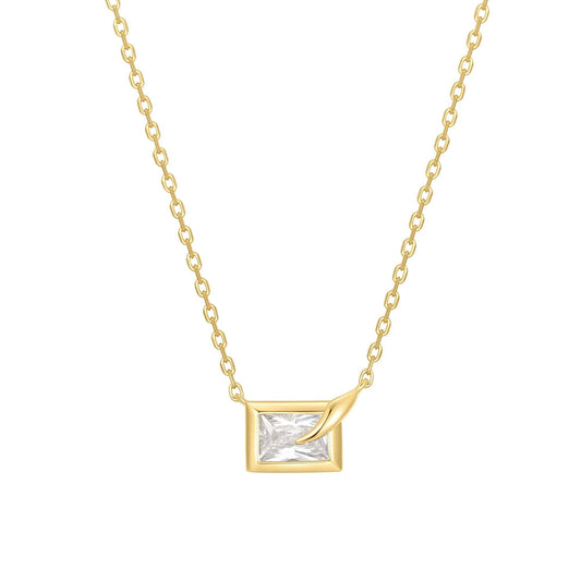 Gold Bezel Cube Necklace