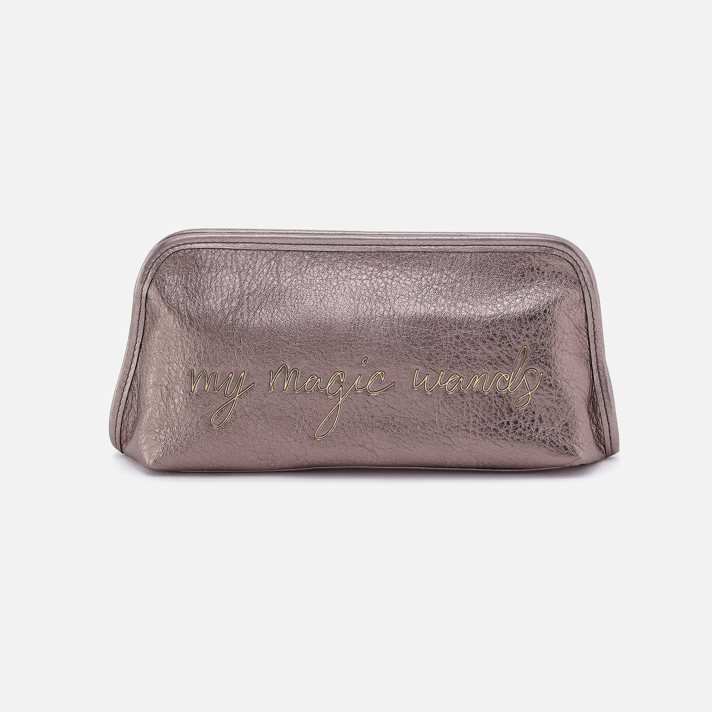 Beauty Brush Case in Metallic Pewter