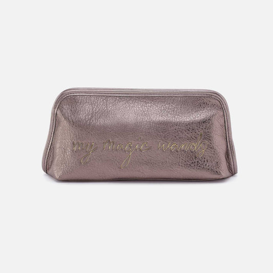 Beauty Brush Case in Metallic Pewter