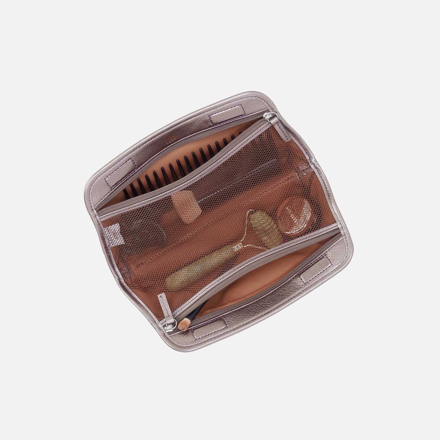 Beauty Brush Case in Metallic Pewter