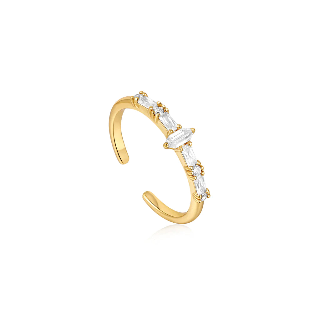 gold sparkle multi stone band ring