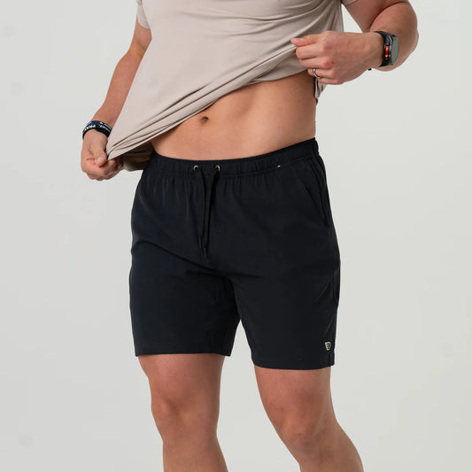 heather black athletic short