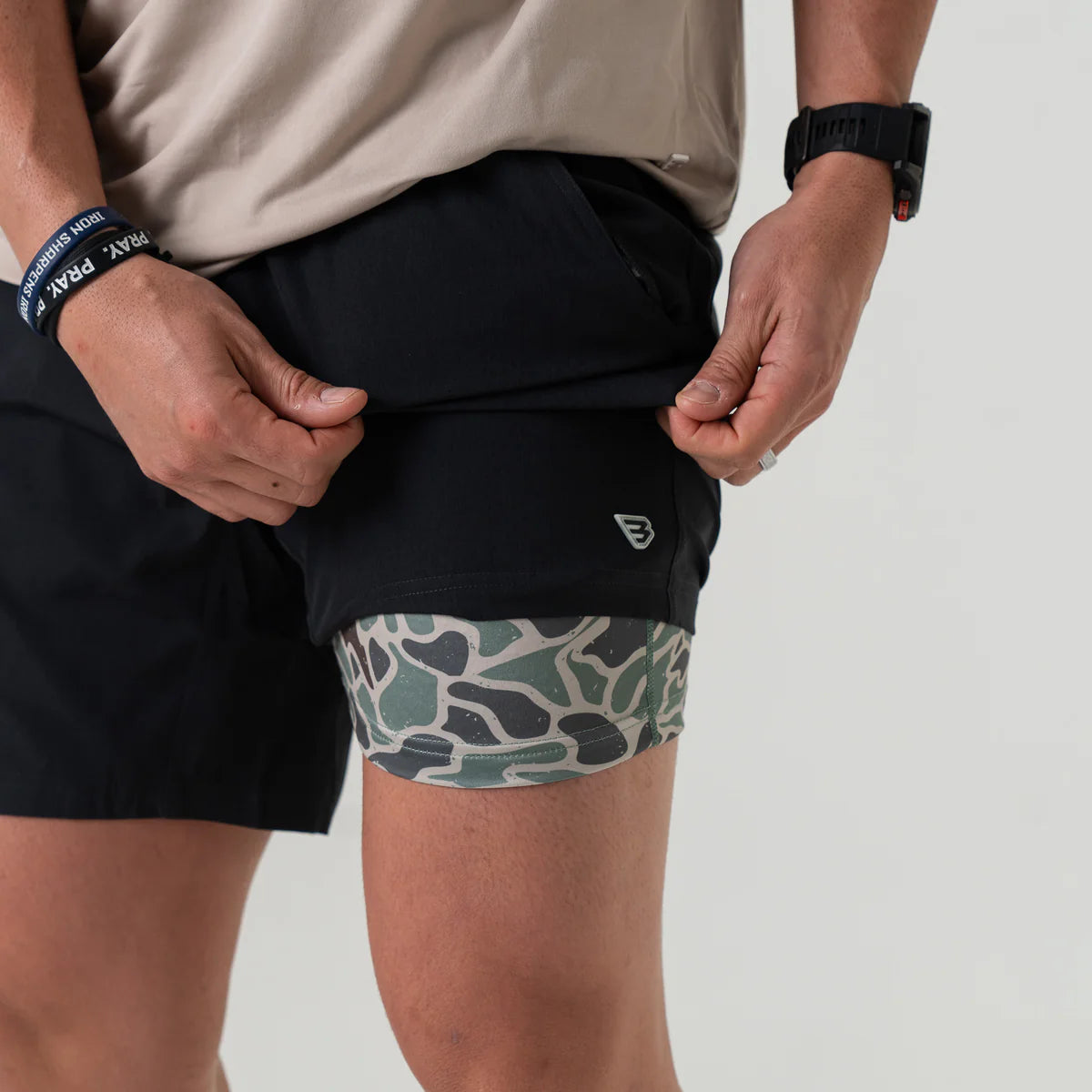 heather black athletic short