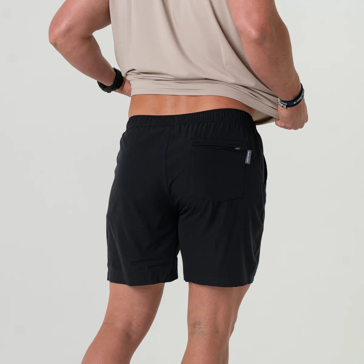heather black athletic short