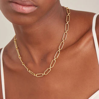 gold cable connect chunky chain necklace