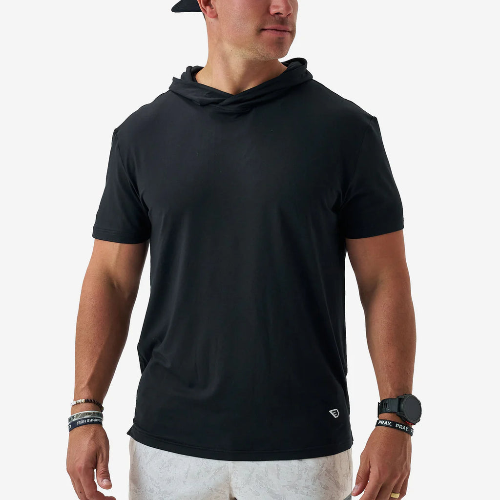 Black Short Sleeve Hoodie
