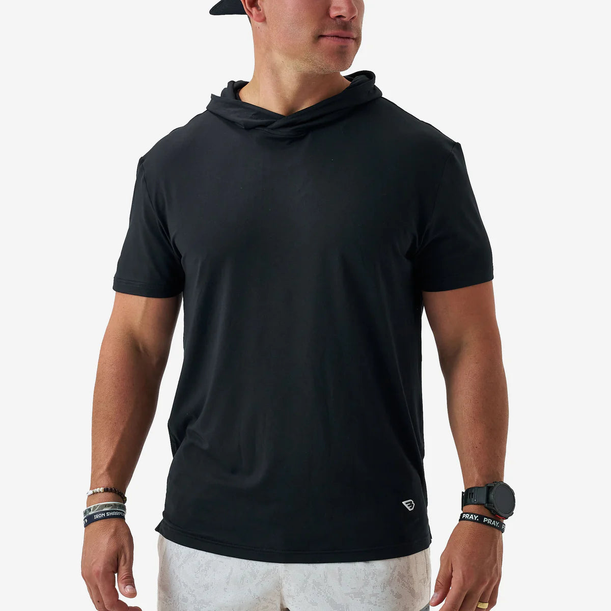 Black Short Sleeve Hoodie