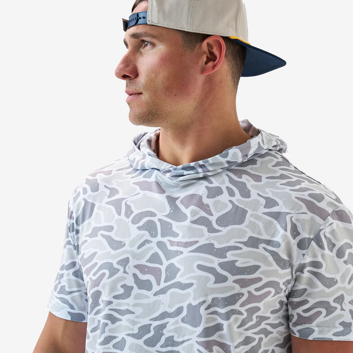 White Camo Short Sleeve Performance Hoodie