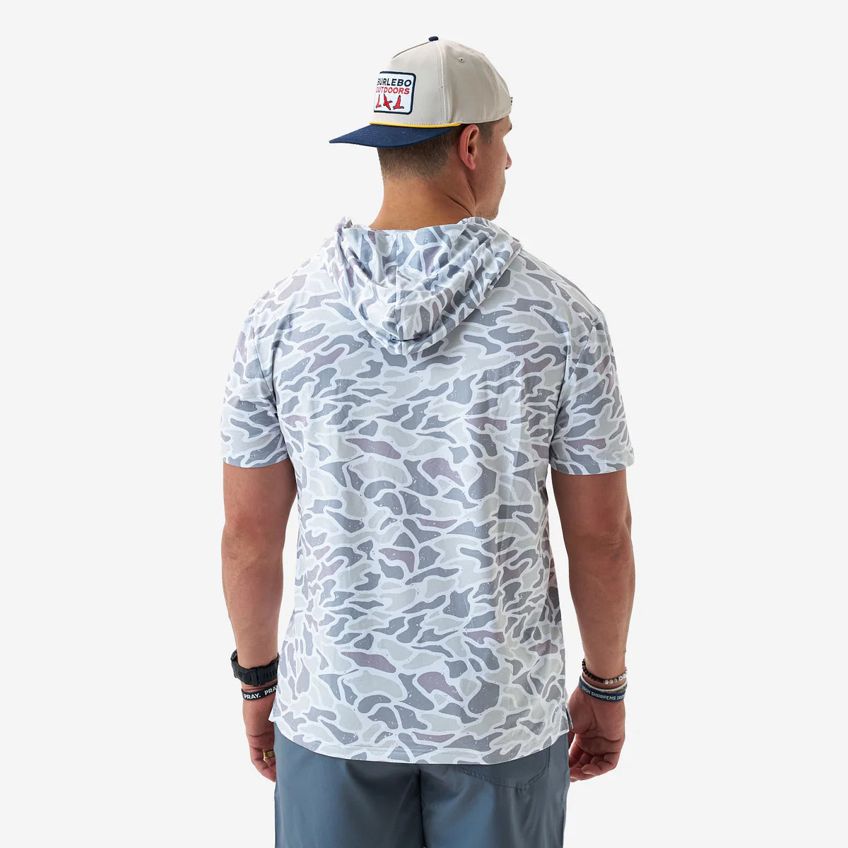 White Camo Short Sleeve Performance Hoodie