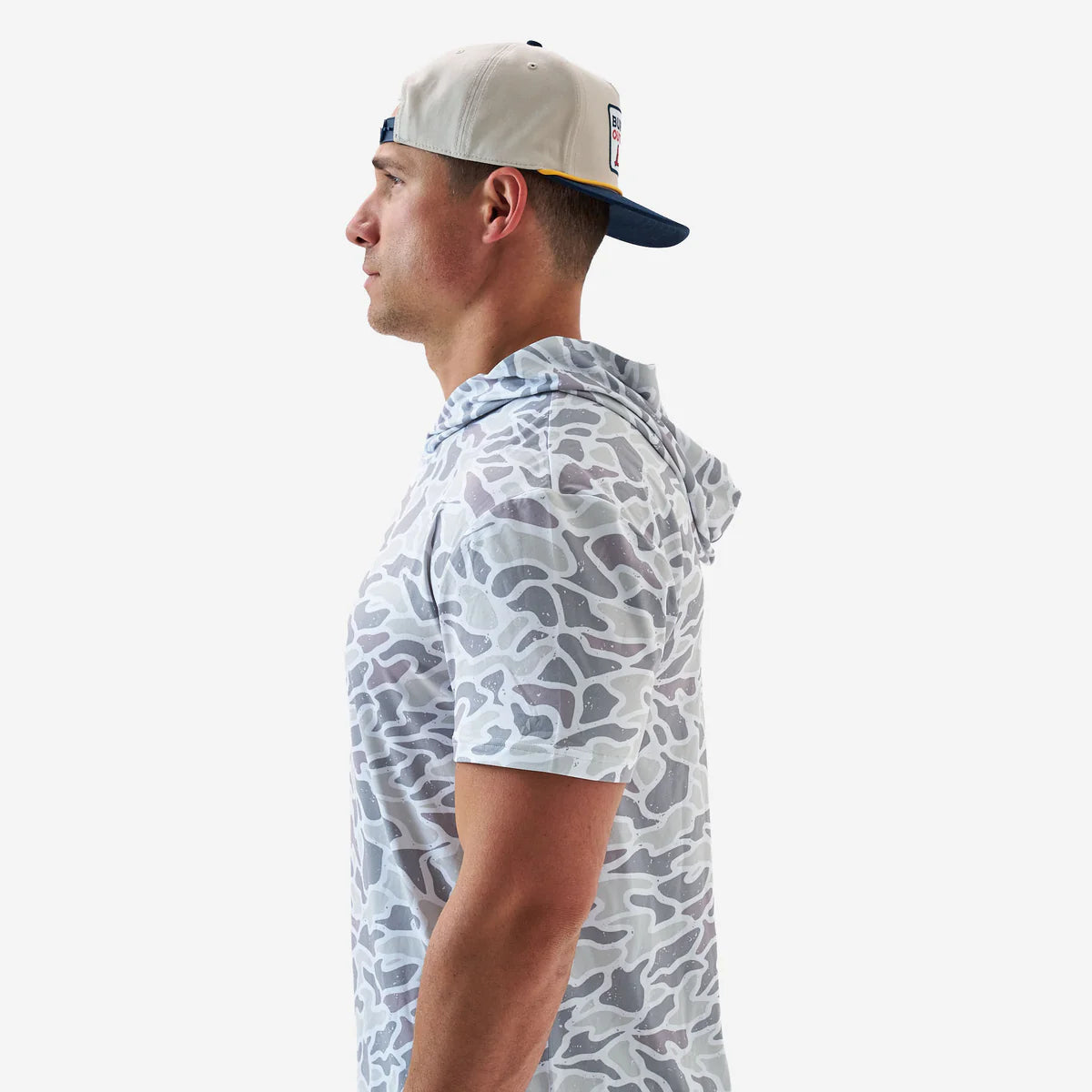 White Camo Short Sleeve Performance Hoodie
