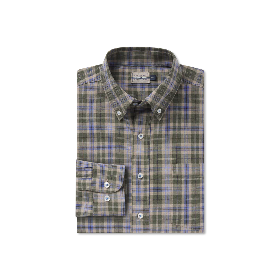 Bandera Washed Plaid - Dark Olive and Blue