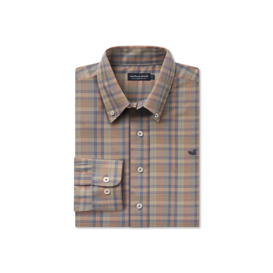 Benton Grid Dress Shirt - Burnt Tuape