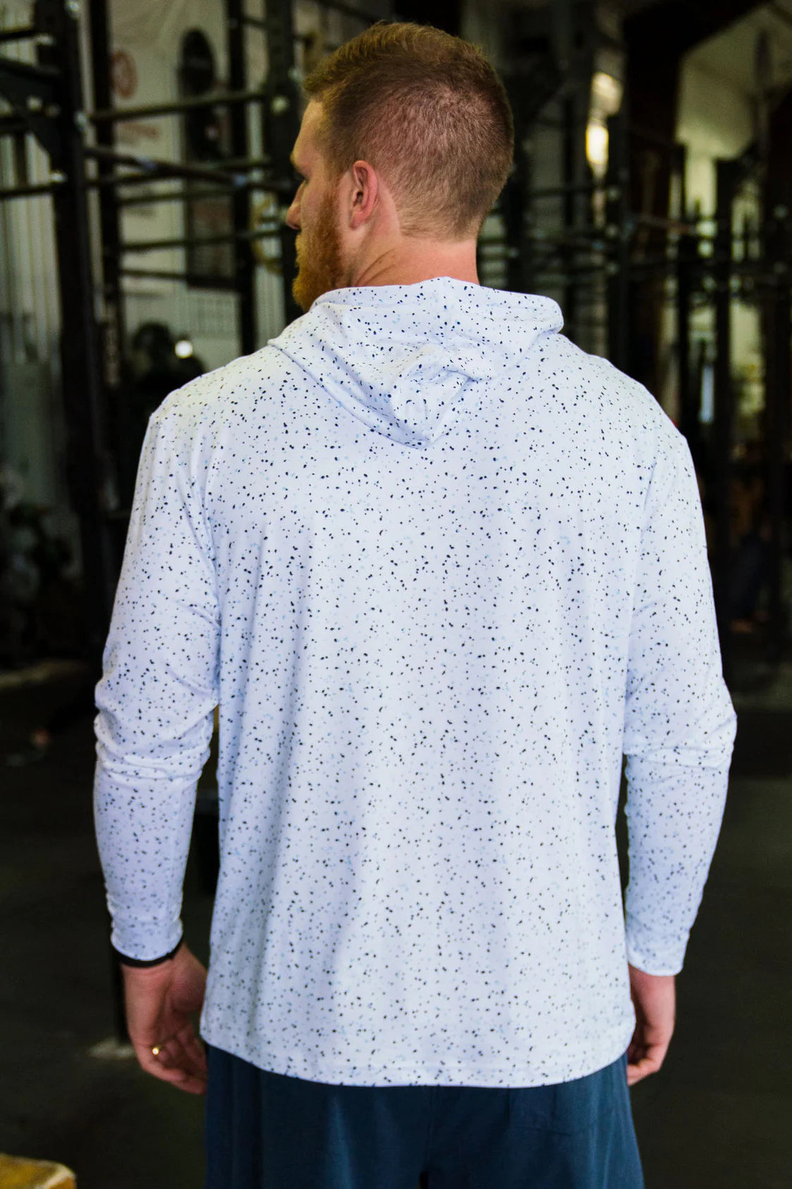 white speckled performance hoodie