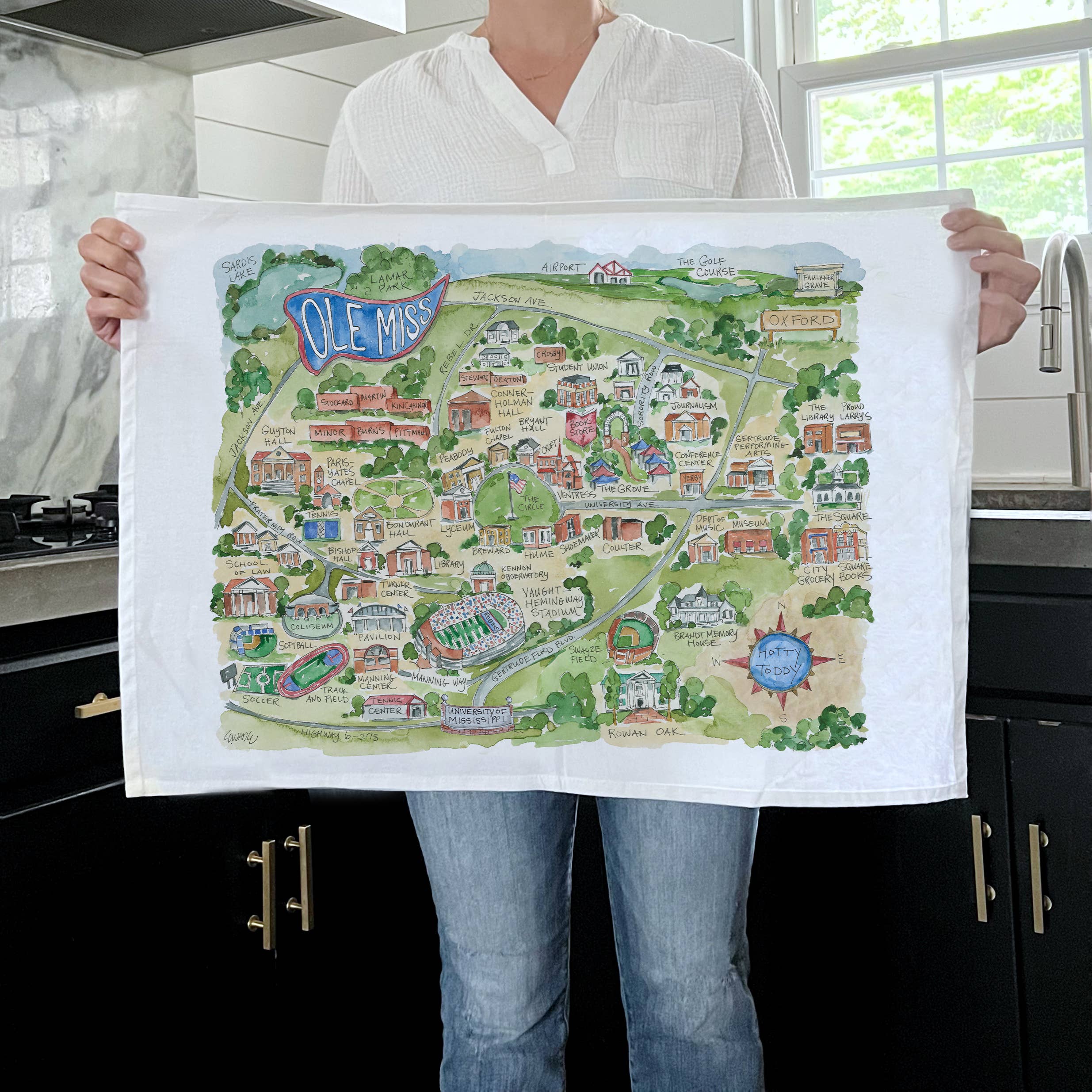 Ole Miss Campus Tea Towel
