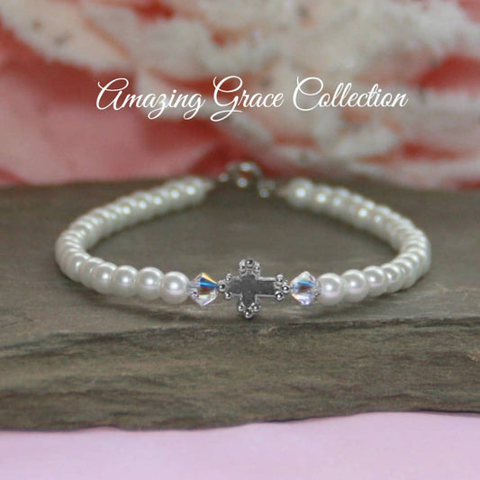 Girl Classic Rhodium Cross Pretty 6.5 " Bracelet  GG-49