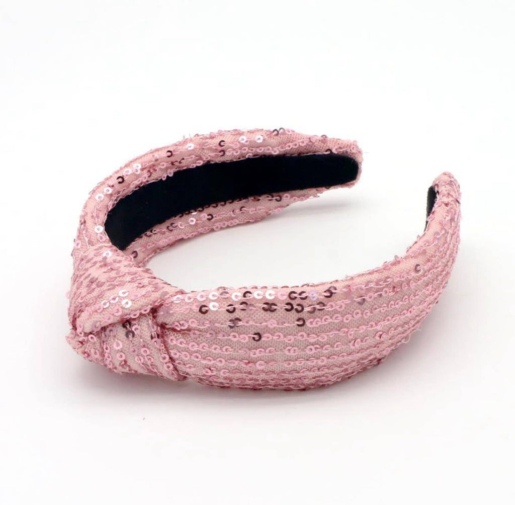 Kid and Tween Pink Sequin Knotted Headband