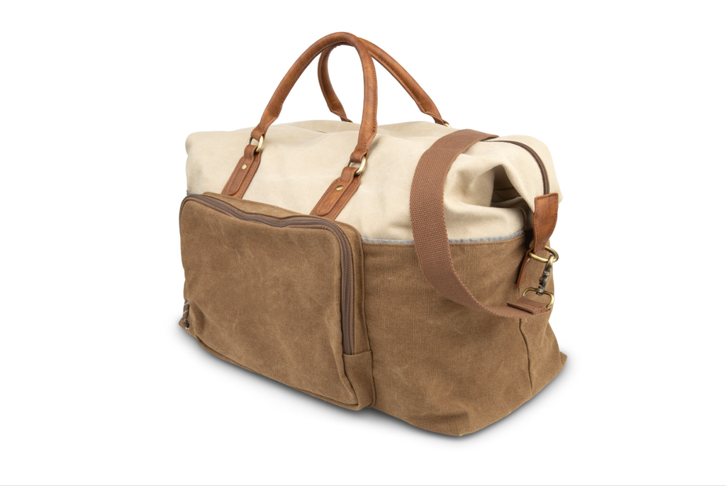 Large Canvas Weekender Travel Bag - Brown