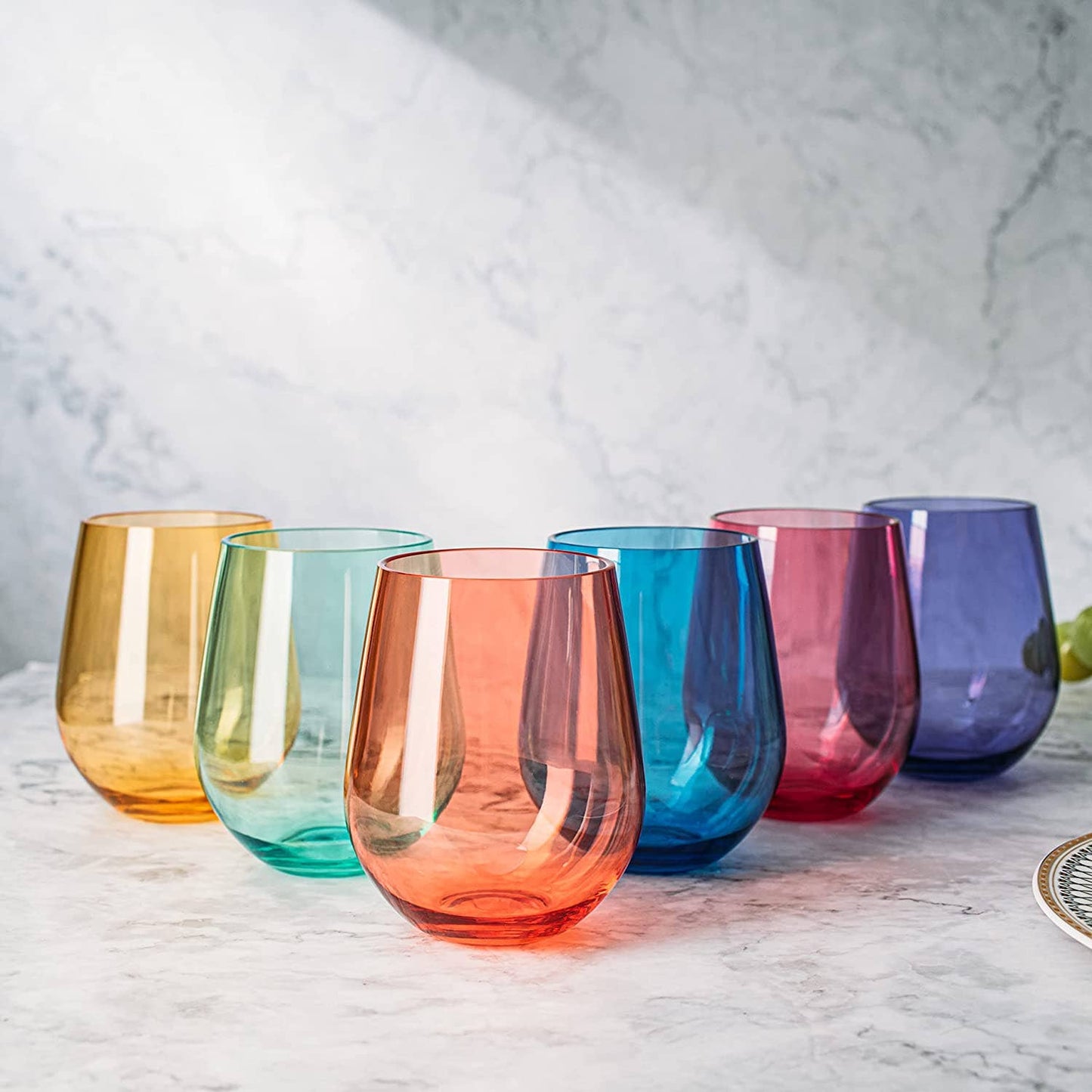 Unbreakable Colored Stemless Wine Glasses Acrylic Italian