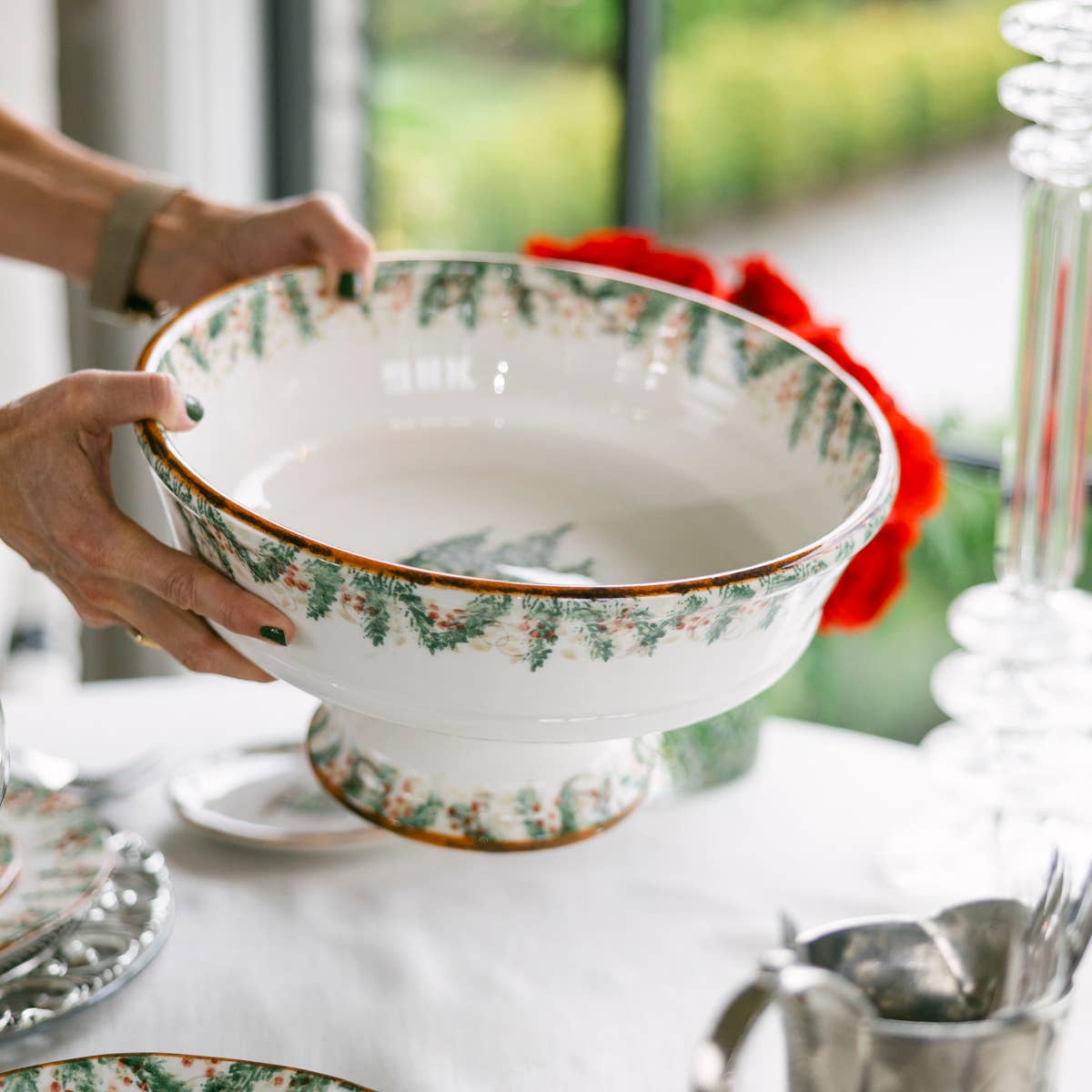 Natale Footed Serving Bowl - Christmas