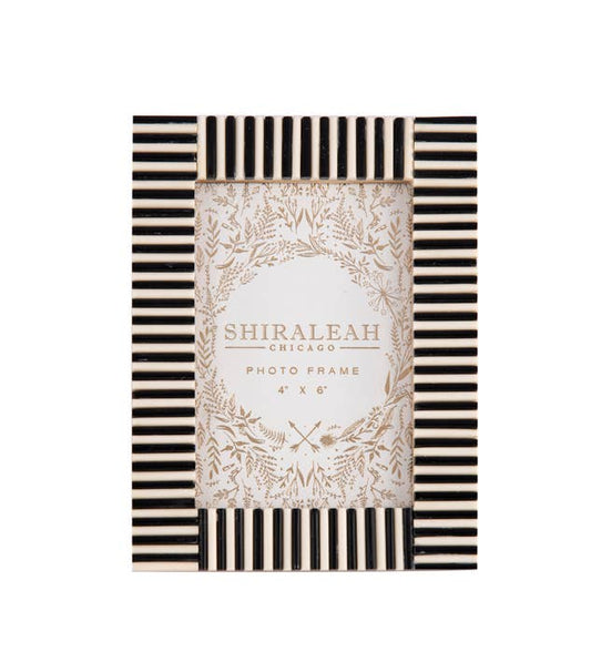 PARIS STRIPED 4 X 6 PICTURE FRAME, BLACK