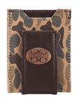 MSU Bulldogs Men's Magnetic Front Pocket Old School Camo Leather Wallet.