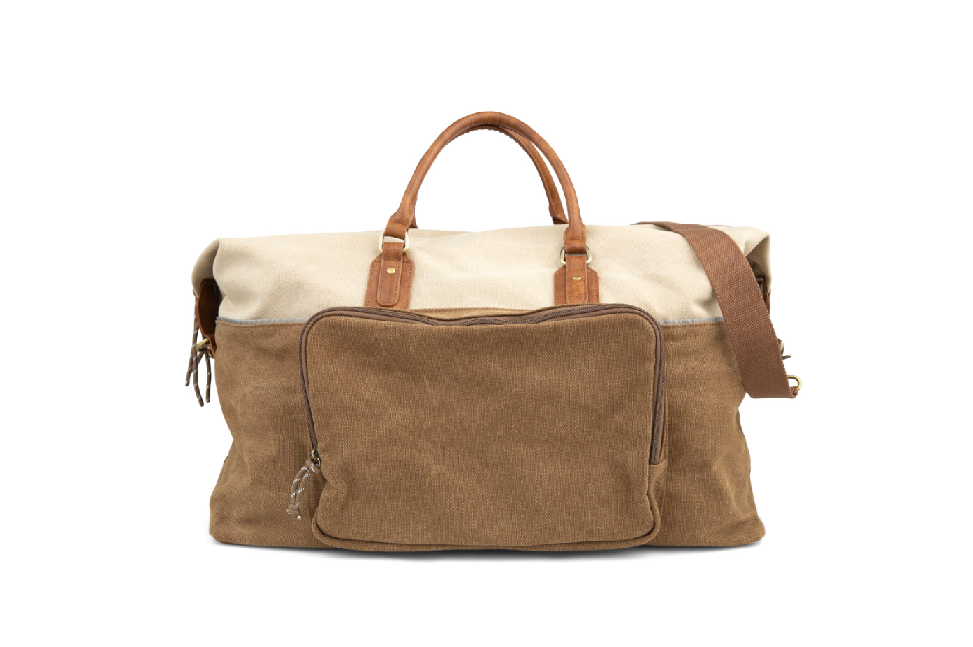 Large Canvas Weekender Travel Bag - Brown
