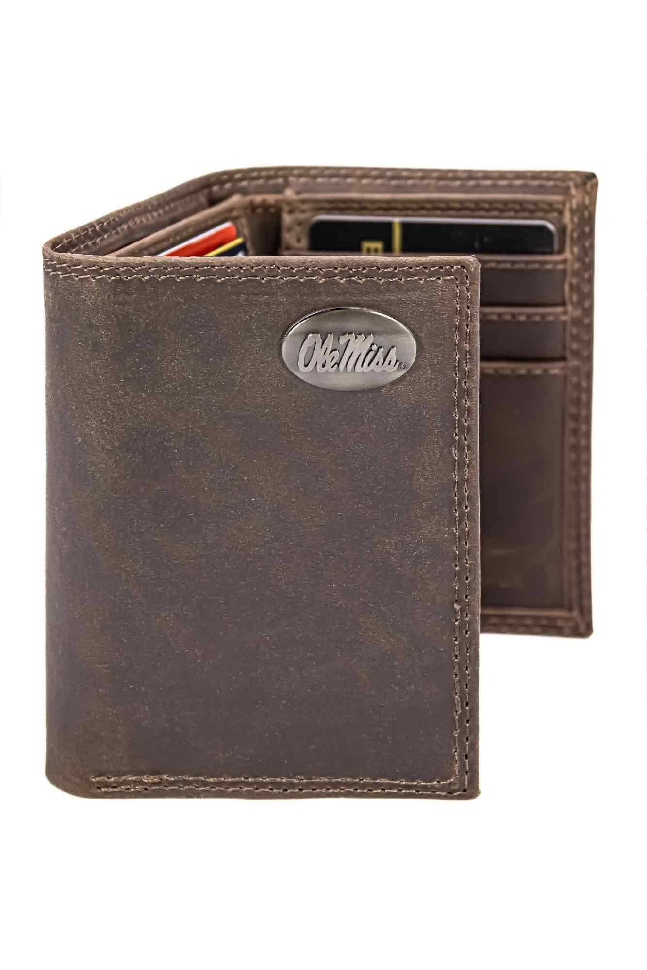 Ole Miss Rebels Men's Collegiate Trifold Leather Wallet.