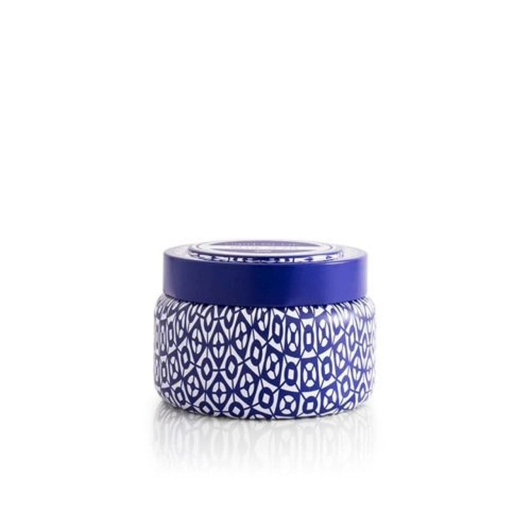 BLUE JEAN SIGNATURE PRINTED TRAVEL TIN, 8.5 oz