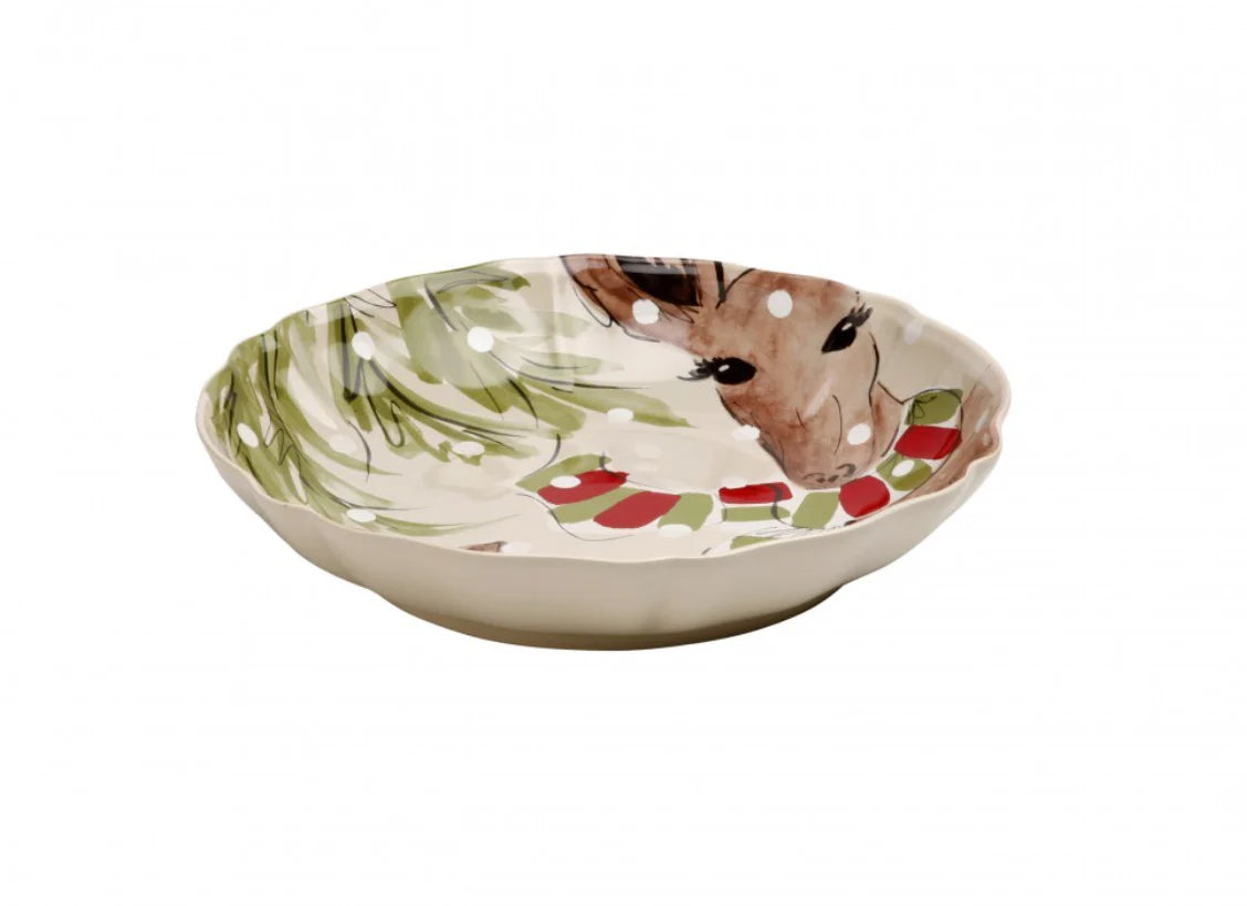 Small Shallow Bowl-White Deer Friends by CasaFina