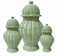 Spring Green Wicker Jar