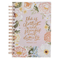 Journal Wirebound Pink Floral Strength & Dignity Prov. 31:25